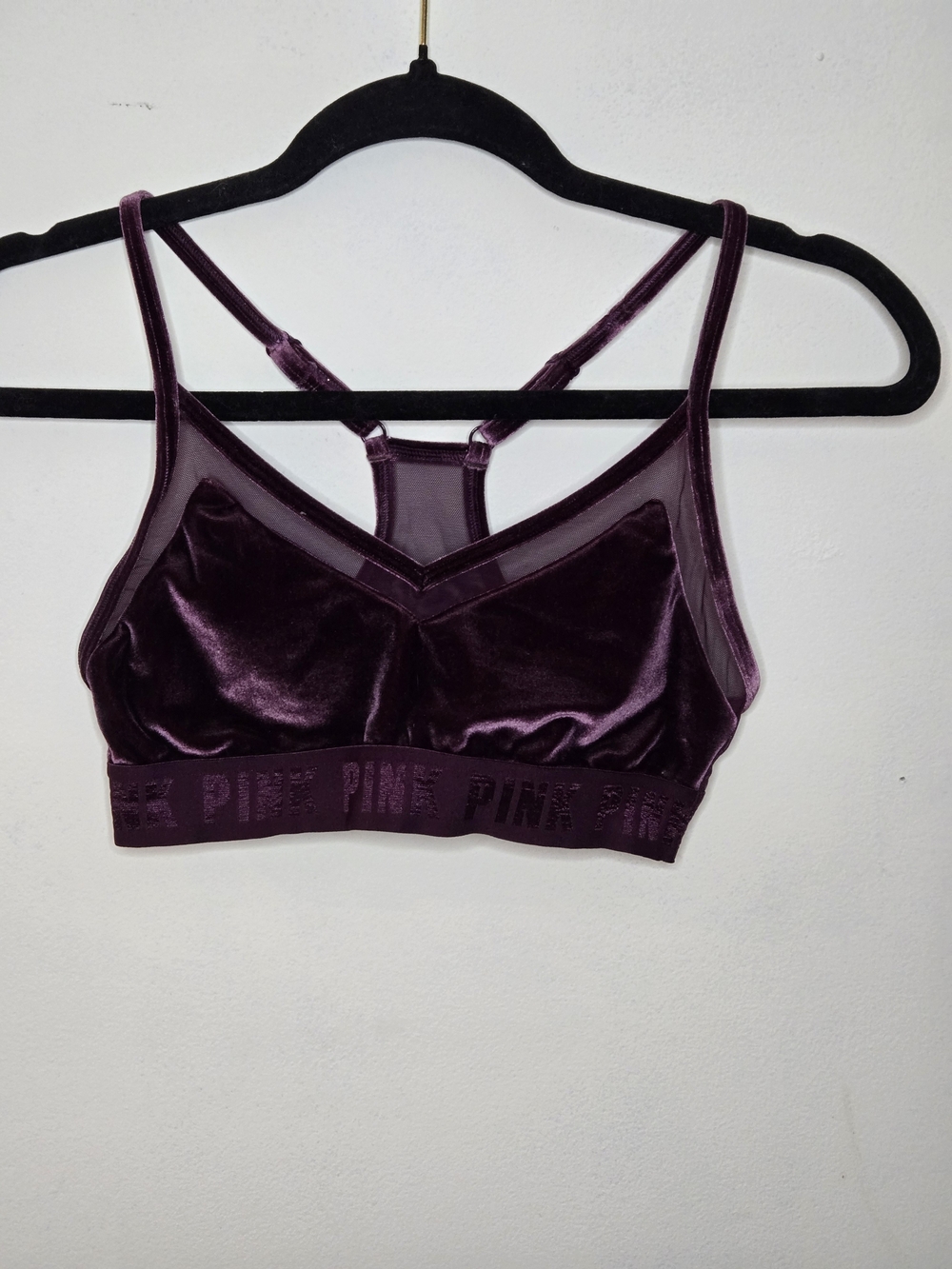 PINK Victoria's Secret Velvet Racerback Bralette — Deep Plum
